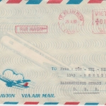 Vietnam - 1050 D. Gebühren-Freistempel Luftpostbrief Ho-Chi-Minh City 25.4.90