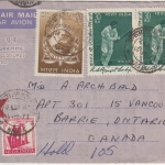 Indien - 20 P. 50 J. Interpol u.a. Aerogramme n. CANADA Nasik - Barrie 1973