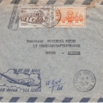 Franz. Westafrika Guinea - 15+2 Fr. Freimarken Luftpostbrief Conacry 1953
