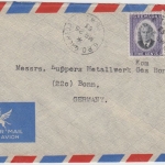 Grenada - 50+5 C. Freimarken Luftpostbrief GPO Grenada - Bonn 1953