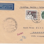 DDR - Lufthansa Erstflug Berlin - Erfurt Luftpostbrief 1957 Retourvermerk