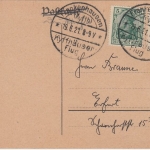 DR - 2x5 Pfg. Germania Karte Frankenhausen Kyffhäuser-Flug n. Erfurt 1921