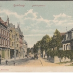 Österreich/Tschechien - Rumburg Bahnhofstraße farb. AK gelaufen 1905