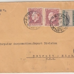 Griechenland - 2x50 L. Zwnagszuschlag u.a. Zensurbrief n. USA Athen Detroit 1937