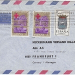 Spanien - 2x1 Pta. 100 Jahre Rotes Kreuz u.a. Luftpostbrief Madrid - FFM 1964