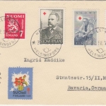 Finnland - 15 M. Rotes Kreuz u.a. Luftpostbrief Helsinki - München 1958