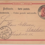 DP Türkei - 10 Pfg. Ganzsache Vorläufer Constantinopel - Aachen 1889