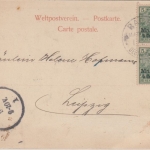DP Marokko - 2x5 C./5 Pfg. Germania/Reichspost sw-AK Rabat - Leipzig 1902