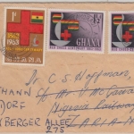 Ghana - 2x1 1/2+1 P. 100 J. Int. Rotes Kreuz Brief n. NIGERIA Weiterleitung 1963