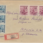 B&M - 3x60+3x120 H. Rotes Kreuz Einschreibebrief Prag 7 - Kresin 1942