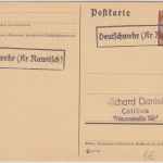 DR - Deutschwehr (Kr. Rawitsch) Aushilfs-Ra1 Drucksachenkarte n. Cottbus ca.1940