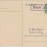 DR - Biadki (Posen) Aushilfs-Ra1 5 Pfg. Ganzsache n. Tegernsee ca.1940