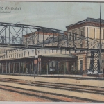 DR - Kreuz (Ostbahn) Bahnhof farb. AK Feldpost n. Marienthla (Pom.) 1916