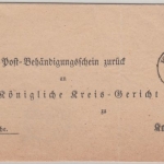 Preussen - Kriewen 3/5 K2 Postbehändigungsschein n. Kosten 1867