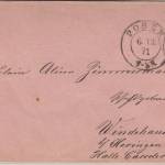 NDP - 1 Gr. gez. K2 Posen rosa Damenbrief n. Windehausen b. Heringen 1871