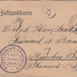 Bayern - Kriegslazarett-Abteilung 3 Feldpostkarte n. München 1915