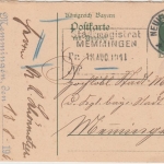 Bayern - 5 Pfg. Luitpold Ganzsache F-Teil Neuulm - Memmingen 1911
