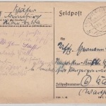 DR - Bahnpost Hannover-Bebra Zug 895, Feldpostkarte n. Kalisch 1944