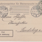Bayern - Dienstpostkarte Frei d. Ablösung Bienenzucht München - Landsberg 1911