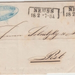 NDP - Neuss 18/2 Ra2 Brief 1 Gr. gez. n. UNGARN (Pest) 1870