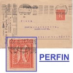 DR-Infla 40 Pfg. Ziffer Perfin "DZ" illustr. Firmenkarte Stuttgart Chemnitz 1921
