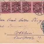 DR-Infla - 6x3+2 M. Ziffer Dienst Ortspostkarte Cottbus 1923