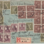 DR-Infla - 12x25 Pfg. Ziffer u.a. Einschreibebrief KOS Breitenbach (Harz) 1922