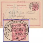 DR - Bahnpost Dresden Arnsdorf (Sachsen) Zug 292 10 Pfg GA-Karte n. ITALIEN 1892
