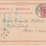 DR - Bahnpost Dresden Arnsdorf (Sachsen) Zug 292 10 Pfg GA-Karte n. ITALIEN 1892