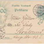 DR - 5 Pfg. Germania Jahrhundert-Ganzsache Loitz - Stralsund 24.2.1900