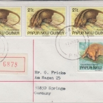 Papua New Guinea PNG - 90+3x21 T. Säugetiere Einschreibebrief Lae 17.7.1994