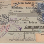DR - 2 M. Nord/Süd u.a. Paketkarte i.d. TÜRKEI Hagen (Westf.) 6.10.1917