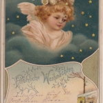Weihnachten - Engel Fröhliche Weihnachten farbige Ansichtskarte Mainz 1901