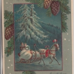 Neujahr - Schlitten Pferd Winterlandschaft farb. Prägekarte Erfurt 1913