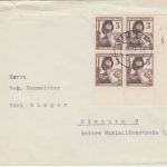 DR - 3 Pfg. Luftschutz 4er-Block Bogenecke Brief Düsseldorf - München 1937