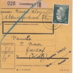Dt. Bes. Luxemburg - 50 Pfg. AH Paketkarte n. Goesdorf/Wilz 1943 Erstattungsstpl