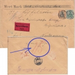 DR - 25+5 Pfg. Germania Eilboten-Wertbrief Alsleben - Nordhausen 1912 Nachporto