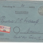 BRD - Essen-Borbeck 1950 Einschreibeortsbrief Postauftrag Aushilfs-R-Zettel