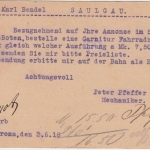 DR - K.Württ Bahnpost (16) Z. 264 Ganzsache Bittelbronn - Saulgau 1918