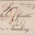 Preussen/Bayern - Aachen roter L1 Portobrief Muster o. Wert Burtscheid 1815 n.