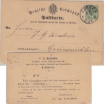 DR - 3 Pfg Reiseavis (Licht- u. Seifenfabrik Lerchen) Lübeck - Grevesmühlen 1881