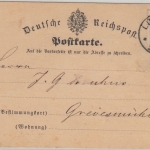 DR - 3 Pfg Reiseavis (Licht- u. Seifenfabrik Lerchen) Lübeck - Grevesmühlen 1881