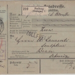 DR - 50+20+10 Pfg. Paketkarte i.d. SCHWEIZ Freiburg - Bern 1889