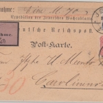 DR - 10+20 Pfg. Nachnahmekarte (Jeversches Wochenblatt) Jever Carolinensiel 1887
