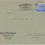 DR - 25 Pfg Leipziger Frühjahrsmesse Zensurbrief i.d. SCHWEIZ Plauen 1940