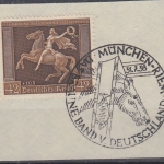 DR - 42 Pfg. Braunes Band 1938 Briefstück SST München-Riem 31.7.38