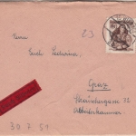 Österreich - 1,40 S. Trachten Eilbrief Wien - Graz 30.7.1951