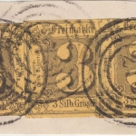 Thurn & Taxis - 3x3 Sgr. schwarz/gelb Briefstück Ring-Stpl. 273 (Gotha)