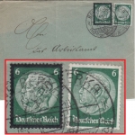 DR - 2x6 Pfg Hindenburg/Trauer wertstufengl. Mischfrankatur Brief Bad Berka 1934