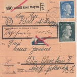 DR - Bell ü. Mayen Poststelle I Wertpaketkarte n. Idar-Oberstein 1944